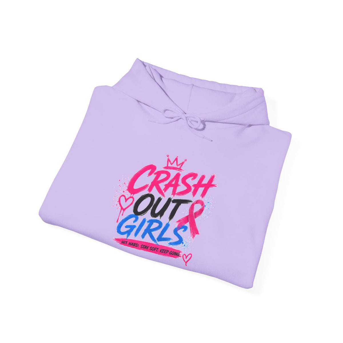 Breast Cancer Awareness Hoodie – "Crash Out Girls" Pink Ribbon Design