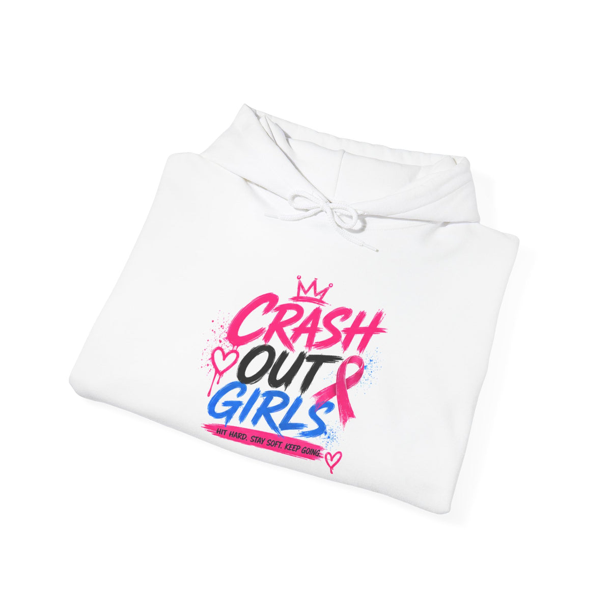 Breast Cancer Awareness Hoodie – "Crash Out Girls" Pink Ribbon Design