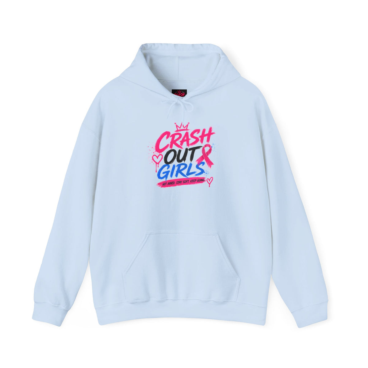 Breast Cancer Awareness Hoodie – "Crash Out Girls" Pink Ribbon Design
