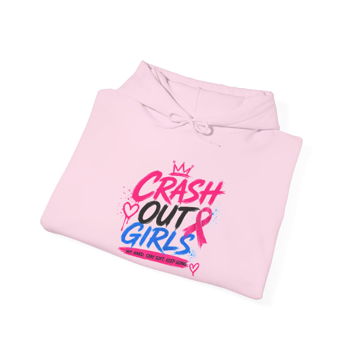 Breast Cancer Awareness Hoodie – "Crash Out Girls" Pink Ribbon Design
