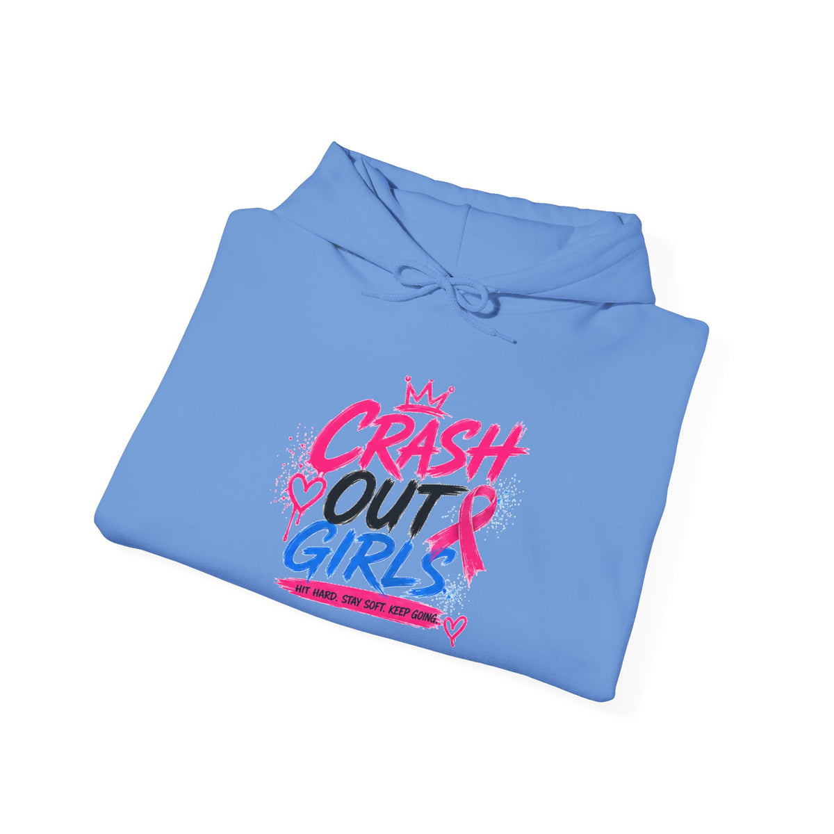 Breast Cancer Awareness Hoodie – "Crash Out Girls" Pink Ribbon Design