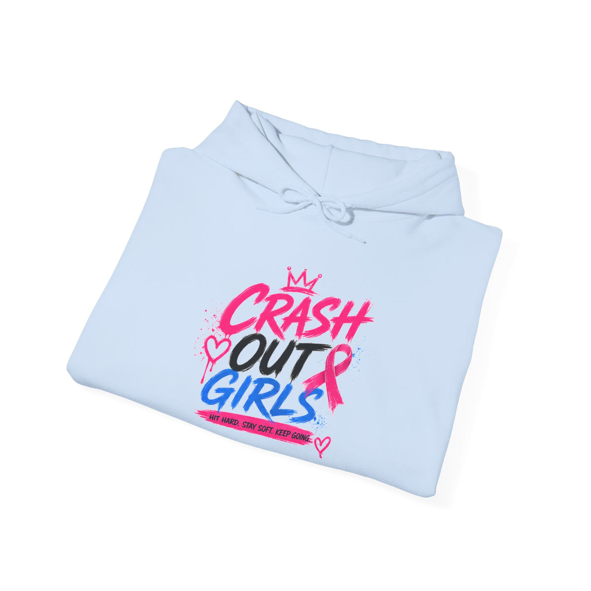 Breast Cancer Awareness Hoodie – "Crash Out Girls" Pink Ribbon Design