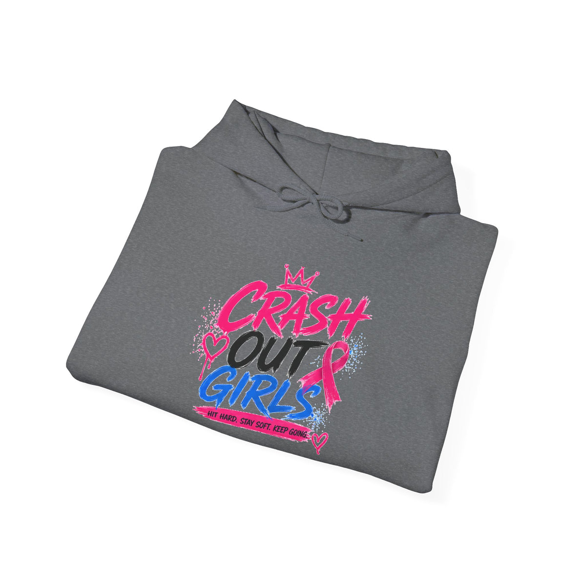 Breast Cancer Awareness Hoodie – "Crash Out Girls" Pink Ribbon Design